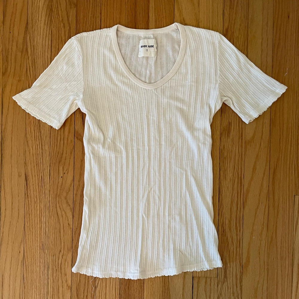 Rudy Jude Adult Pointelle Tee Small Natural
